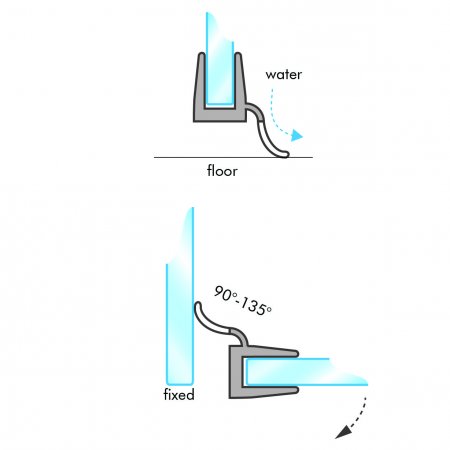 GoldRays 002 versatile shower door seal profile - reference 2