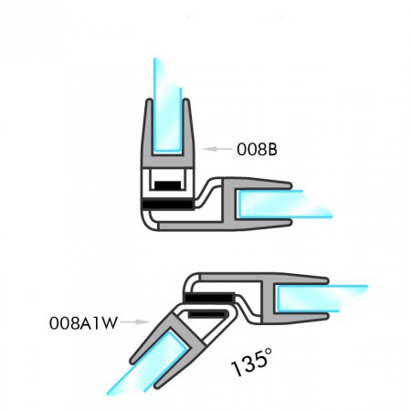 GoldRays 008E magnetic shower door seal profile - reference 2