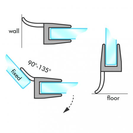 GoldRays S003 shower door seal profile - view A