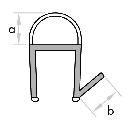 GoldRays S007G shower door seal profile - view B