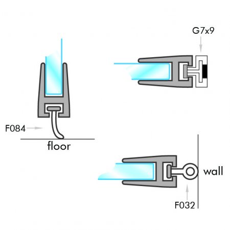 GoldRays S013 shower door seal profile - view A