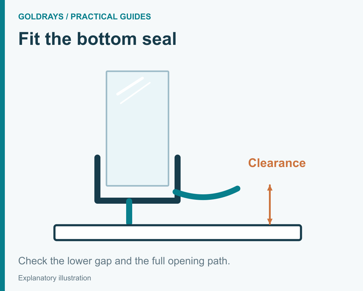 Side view of a bottom seal with the lower clearance highlighted.