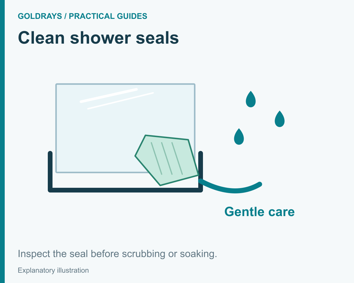 Inspect the seal before scrubbing or soaking.