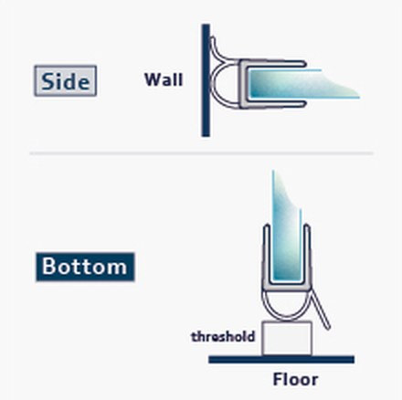 005D fitting diagram: where the seal sits on the glass