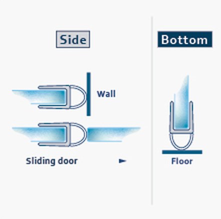 007E fitting diagram: where the seal sits on the glass