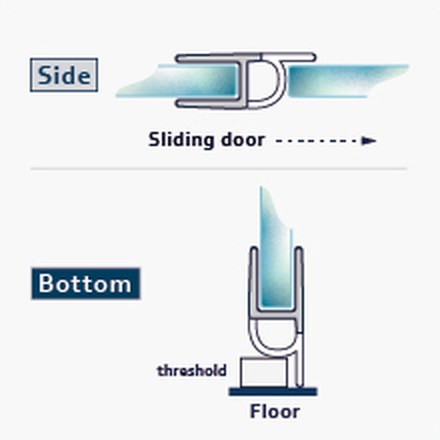 007F fitting diagram: where the seal sits on the glass