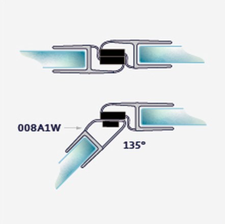 008E fitting diagram: where the seal sits on the glass