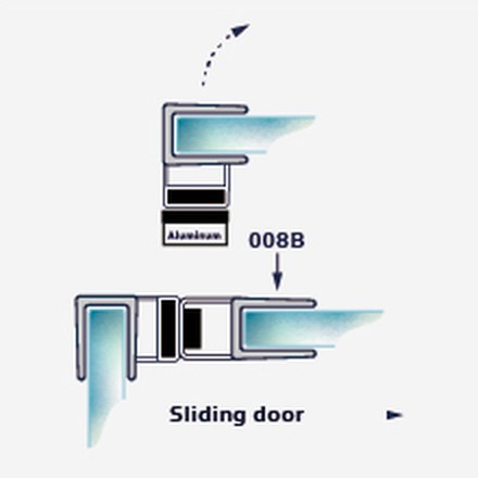 008F-1 fitting diagram: where the seal sits on the glass