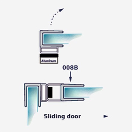 008FW fitting diagram: where the seal sits on the glass