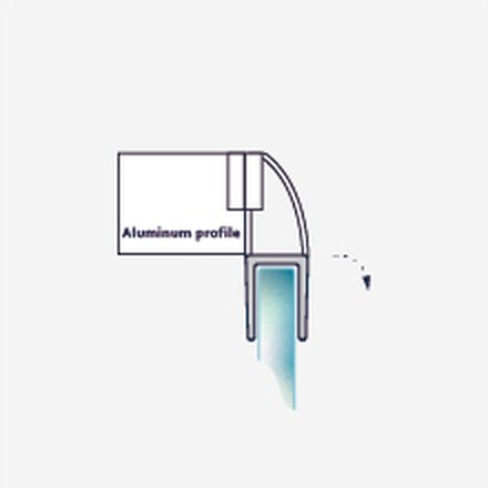 008JW fitting diagram: where the seal sits on the glass