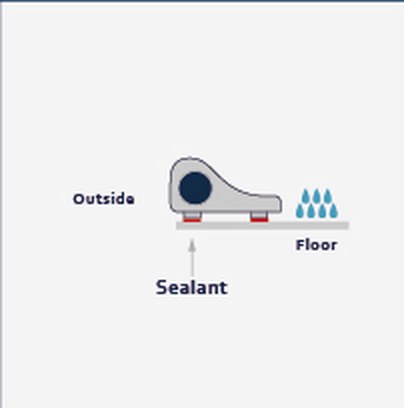 Aluminum Threshold H10B fitting diagram: where the seal sits on the glass