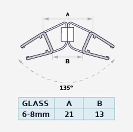 Dual 008C1W-135 profile drawing with dimensions