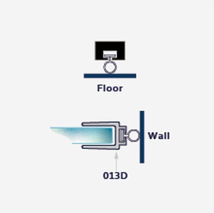 F032 fitting diagram: where the seal sits on the glass