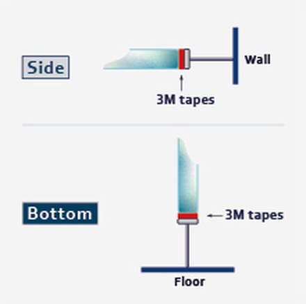 F084 fitting diagram: where the seal sits on the glass