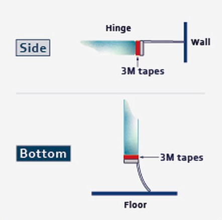 F222A fitting diagram: where the seal sits on the glass