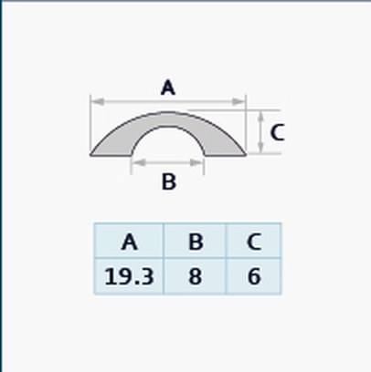 G108 profile drawing with dimensions