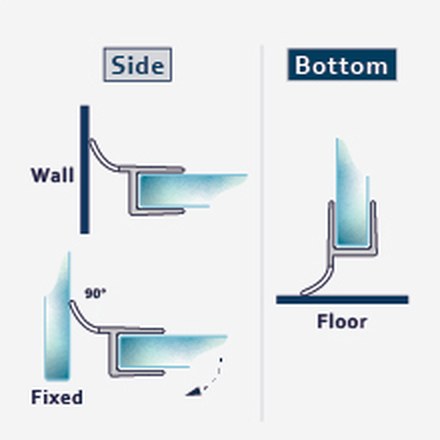 GS005B fitting diagram: where the seal sits on the glass