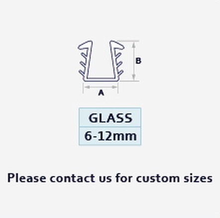 U Channel Seals profile drawing with dimensions